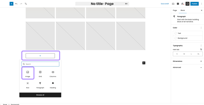Add Image block to first grid
