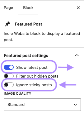 Featured Post Settings on Pages